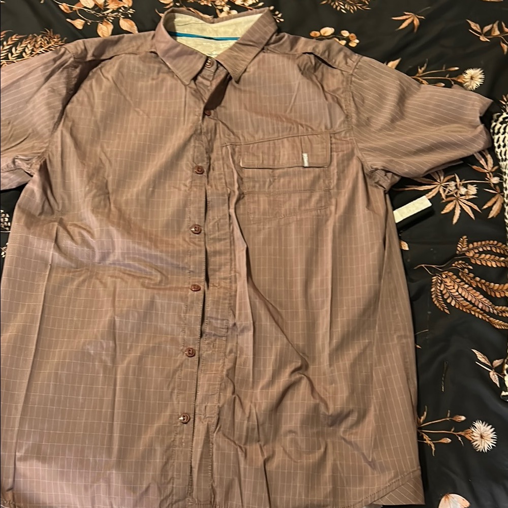 Columbia Omni Shade Men's Brown Short Sleeve Shirt xl
